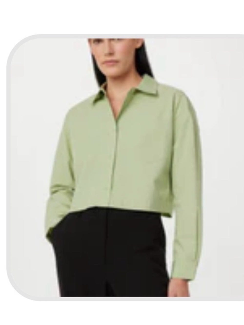 Frank And Oak The Cropped Poplin Shirt in Jade Green Size Small | NWT